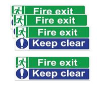 4 Pack Fire Exit Keep Clear Sign 300mm x 100mm,Self Adhesive FireExit Arrow Signs Stickers for Indoor and Outdoor Use, Waterproof UV Resistant,Easy to Apply (Fire Exit Keep Clear)