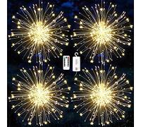 4 Pack Firework Lights, 120 LED Firework Lights, outdoor garden lighting ,Christmas String Lights waterproof 8 modes Battery Powered with remote control for Garden, Christmas, Party ,outdoor ,Indoor
