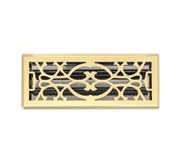 [4 Pack] Fits 4x12 and 12x4 Duct Opening | Decorative Floor Register with Victorian Design by Handua | Heavy Duty Walkable Design | Damper | Floor Vent | Easy Adjust Air Supply Lever | Polished Brass