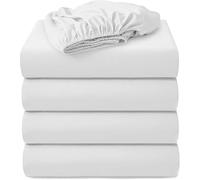 4 Pack Fitted Hospital Bed Sheets with Elastic All Around for a Double Brushed Ultra Soft Breathable 100% Microfiber Sheets, 36” x 84” x 12”