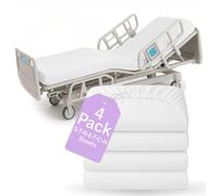 4 Pack Fitted Hospital Bed Sheets with Elastic All Around for a Perfect Fit - Cotton Rich Soft Knitted Jersey Sheet, 36” x 84” x 12”