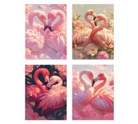 4 Pack Flamingo Diamond Art for Kids Love Diamond Painting Crystal Art Kits DIY Full Rhinestone Dimond Painting for Kids/Beginners, 5D Embroidery Cross Stitch Crafts for Home Wall Decor 26x32in z387f