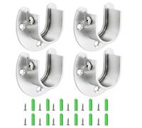 4 Pack Flange Rod Holder, Closet Rod Bracket End Supports Sockets, 25mm Pole Sockets for Wardrobe Rails and Curtain Rods, with Screws for Clothes Hanging, Shower Curtains and Home Storage Support