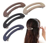 4-Pack Flat Barrettes Hair Clips for Thick & Thin Hair, Non-Slip Strong Hold Lightweight Plastic French Clips, Comfortable for Driving, Yoga & Daily Use