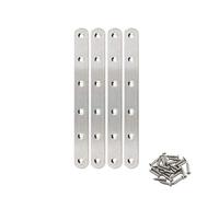 4 Pack Flat Mending Plate for Wood,ULIFESTAR Stainless Steel Straight Brackets 160mm / 6" Length 6 Screw Hole Flat Repair Fixing Wood Brace Joining Plates Connector with Fixing Screws