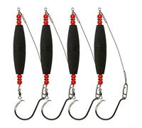 4-Pack Float Rigs with Rattling EVA Bobbers, High Carbon Steel Circle Hooks, Soft er Wire & Swivels for Freshwater Fishing(black)