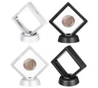 4-Pack Floating Display Case with Sealable Lid - Tooth Holder, Seashell Organizer, Jewelry Frame for Earrings, Brooches, Pins & Small Collectibles - 3D Shadow Box Collection Showcase