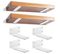 4 Pack Floating Shelf Brackets 12.5 cm, Heavy-Duty Scaffold Board Shelf Brackets, Wall-Mounted Metal Wall Shelf Support, 75KG Load Capacity(White)
