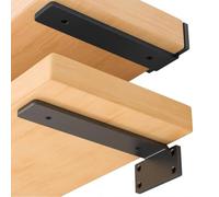 4 Pack Floating Shelf Brackets, 8 inch Heavy Duty Industrial Metal Shelf Bracket, for Shelves Support DIY (1/5 Inch Thicked) Black