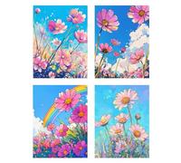 4 Pack Flower Diamond Art for Kids Rainbow Diamond Painting Crystal Art Kits DIY Full Rhinestone Dimond Painting for Kids/Beginners, 5D Embroidery Cross Stitch Crafts for Home Wall Decor 22x28in z839f