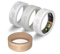 4 Pack Flower Ring Cover for Ultrahuman Ring Air, Floral Engraved Anti-Scratch Silicone Smart Ring Accessories for Ultra Human Ring Protector Women