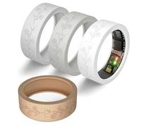 4 Pack Flower Ring Cover for Ultrahuman Ring Air, Floral Engraved Anti-Scratch Silicone Smart Ring Accessories for Ultra Human Ring Protector Women