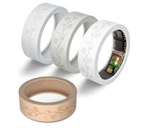 4 Pack Flower Ring Cover for Ultrahuman Ring Air, Floral Engraved Anti-Scratch Silicone Smart Ring Accessories for Ultra Human Ring Protector Women