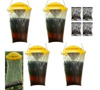 4 Pack Fly Trap Bags, Fly Trap Outdoor, Fly Catcher Outdoor, Hanging Fly Catcher, Garden Fly Trap, Garden Fly Catcher, High-Capacity Disposable Fly Killer Bag for House, Garden, Horse Barn And Home