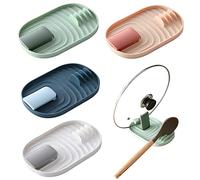 4 Pack Foldable Pot Lid Holder, Rest with Drip Pad, Kitchen Utensil Rest for Spoons Lids Spatula Tongs, Hanging Design Kitchen Storage Rack