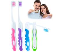 4 Pack Foldable Toothbrush, Travel Tooth Brush, Folding Portable Toothbrush Kit, Soft Tooth Brush - Collapsible Compact Design, Space-Saving Travel Essentials for Adults & Kids, Includes B