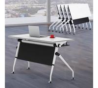 4 Pack Foldable Training Tables Set 47.2" x 23.6" Portable Flip Top Conference Room Tables for Office Meetings Ideal Seminar and Workshop Furniture
