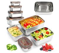 4 Pack Food Storage Containers with Lids, Stainless Steel Fridge Storage Containers Airtight Leak-Proof Metal Storage Containers for Food Leftover Storage at Home or for Camping Trip Road Trip
