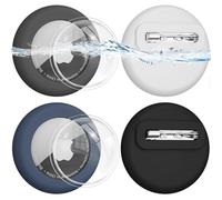 4 Pack for Air Tag Holder for Kids Hidden Silicone Case Cover with Safety Pins for Children Elderly Pets Backpack Luggage for air tag (4 Colors) (Black/White/Dark Blue/Gray)