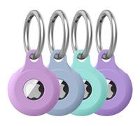 4 Pack for Airtag Holder Case with Keychain, Soft Silicone Airtags Key Ring Cases Cover Tags Chain for Apple Air Tag GPS Item Finders Accessories, for Backpack, Luggages, Pets (4Pack I)