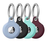 4 Pack for Airtag Holder Case with Keychain, Soft Silicone Airtags Key Ring Cases Cover Tags Chain for Apple Air Tag GPS Item Finders Accessories, for Backpack, Luggages, Pets (4Pack O)