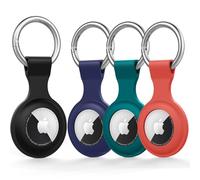 4 Pack for Airtag Holder Case with Keychain, Soft Silicone Airtags Key Ring Cases Cover Tags Chain for Apple Air Tag GPS Item Finders Accessories, for Backpack, Luggages, Pets (4Pack E)