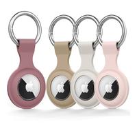 4 Pack for Airtag Holder Case with Keychain, Soft Silicone Airtags Key Ring Cases Cover Tags Chain for Apple Air Tag GPS Item Finders Accessories, for Backpack, Luggages, Pets (4Pack B)