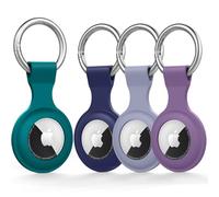 4 Pack for Airtag Holder Case with Keychain, Soft Silicone Airtags Key Ring Cases Cover Tags Chain for Apple Air Tag GPS Item Finders Accessories, for Backpack, Luggages, Pets (4Pack A)