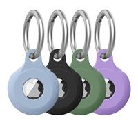 4 Pack for Airtag Holder Case with Keychain, Soft Silicone Airtags Key Ring Cases Cover Tags Chain for Apple Air Tag GPS Item Finders Accessories, for Backpack, Luggages, Pets (4Pack M)