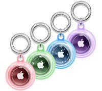 4 Pack for Airtag Holder, Compatible with Apple AirTag Holder, Waterproof for Air Tag Case with Keychain, Shockproof & Dustproof for Airtag Holders for Dog Collar, Luggage, Keys (4 Colors)