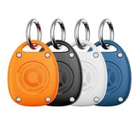 (4 Pack) for AirTag Keychain Holder Case(1st & 2nd Generation) | IPX8 Waterproof, Ultra-Compact | Portable for Air Tag Holder Cover for Backpack, Keys, Luggage - Black White Orange Blue