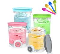 4 Pack for Ninja Creami Swirl Pints and Lids Compatible with Ninja NC701UK NC701 NC700 Series, Containers for Swirl Ice Cream & Soft Serve Makers, BPA-Free, Dishwasher Safe( with coloured spoons)
