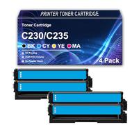 4 Pack for Xerox C230 C235 Toner Cartridge Replacement 1500 Pages Standard Yield Black Cyan Magenta Yellow Ink Cartridge for C230 C235 Printer 006R04383 006R04384 006R04385 006R04386,4 Cyan-1Pack