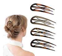 4 Pack French Hair Pin,Hair Pins,U Shaped Hair Pins,Hair Pins for Buns,Unique 3 Internal Teeth Hair Sticks,French Clip,French Clip for Women Girls Hair Types Styling Hair Accessories