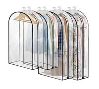 4 Pack Full Clear Garment Bags (40&50"), Clothes Covers with 10" Gusseted, Transparent Bags for Hanging Clothes, Suit Bags, Coat Covers for Closet with Side Zip for Coats, Jackets, Windbreaker, Dress