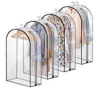4 Pack Full Clear Garment Bags, 40" Clothes Covers with 10" Gusseted, Transparent Bags for Hanging Clothes, Suit Bags, Coat Covers for Closet with Side Zip for Coats, Jackets, Windbreaker, Dress