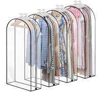 4 Pack Full Clear Garment Bags, 60" Clothes Covers with 10" Gusseted, Transparent Bags for Hanging Clothes, Suit Bags, Coat Covers for Closet with Side Zip for Coats, Jackets, Windbreaker, Dress
