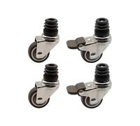 4 Pack Furniture Casters, M8 Threaded Stem, 1.5 Inch Rubber Wheels with Brake, Ideal for Pipe Shelving Carts (M8 Type 2, M8x50MM)