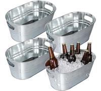 4 Pack Galvanized Tub 3.1Gallon Ice Bucket Large Metal Drink Buckets Beer Beverage Tub with Carry Handles for Champagne Cocktails Wine Cooling for Parties Mimosa Bar Supplies