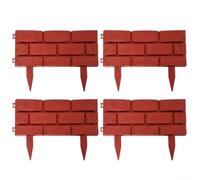 4 Pack Garden Edging Kit, Interlocking Plastic Border Fence for Lawn Flowerbeds, Easy Mount Decorative Yard Edging for Outdoor Landscaping(Red)