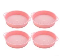 4 Pack,Garden Soil Sifter,With 3Mm,Mesh Screen, Portable Compost Sieve, For Potting Bonsai, Fine Dirt Filter Tool,For Balcony Nursery Gardening(pink)
