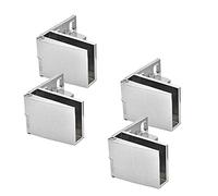 4 Pack Glass Door Hinges - Contemporary Glass Cabinet Hinge - Polished Finish - Wall Mount