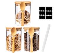 4 Pack Glass Jars with Bamboo Lid and Spoon,530ml Overnight Oats Jars