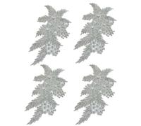 4 Pack Glitter Rhinestone Flower Applique,Large Sequin Beaded Embroidered Patch Fabric Lace Motif for Clothes Wedding Bridal Dress Gown Bag Upholstery Embellishment (Silver)