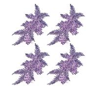 4 Pack Glitter Rhinestone Flower Applique,Large Sequin Beaded Embroidered Patch Fabric Lace Motif for Clothes Wedding Bridal Dress Gown Bag Upholstery Embellishment (Purple)