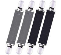 4 Pack Glove Clips, Mitten Clips with Elastic Straps for Kids, Toddle and Adults, Clothes Waist Cinch Clips, Grey, Black