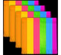 4 Pack Glow in The Dark Curtains Party Supplies 6.6 x 3.3 Ft Glow Tinsel Foil Fringe Curtains Colorful Patchwork Streamer Backdrop for Birthday Holiday Neon Party Decorations