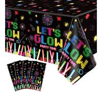 4 Pack Glow Party Table Covers Neon Tablecloths PE Neon Glow Table Cloth Black Light Tablecloth Neon Party Decorations Blacklight Fluorescent Decor Glow in The Dark Party Supplies 86 x 51 Inch