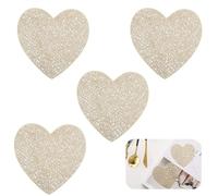 4 Pack Gold Coasters with Heart Geometric Pattern, Durable Round Cup Mats for Hot & Cold Beverages, Elegant Drink Coaster Set for Table Protection - Great for Coffee Bar Kitchen Office Use