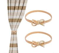 4 Pack Gold Curtain Tiebacks, Carving Design Curtain Holdbacks Aluminum Alloy Spring Design Curtain Ties for Office Bedroom Living Room Home (Bow)